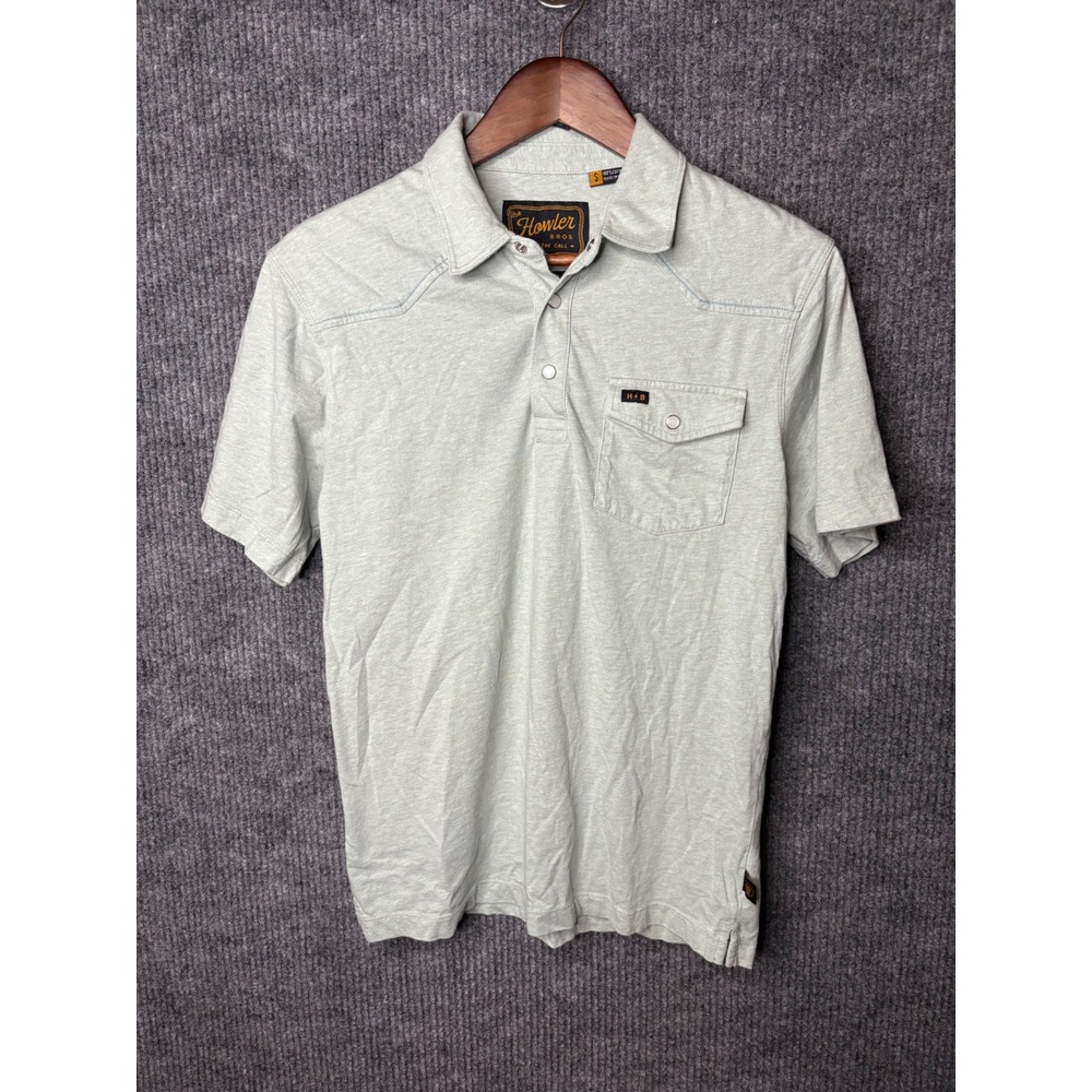 Howler Brothers Ranchero Polo Shirt Mens Small Mint Green Western Snap Cotton